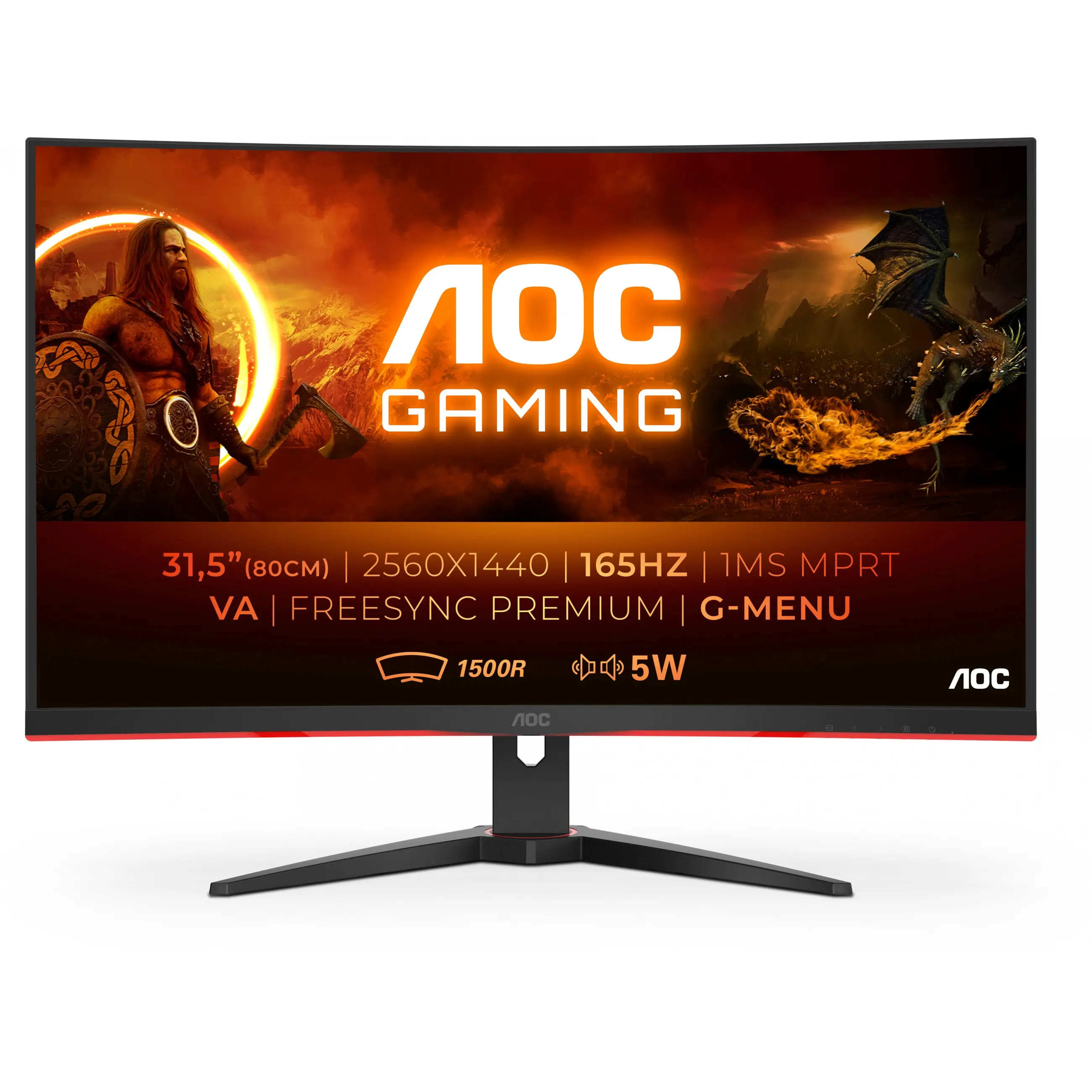 AOC G2 CQ32G2SE/BK, 80 cm (31.5 Zoll), 2560 x 1440 Pixel, 2K Ultra HD, LED, 1 ms, Schwarz, Rot