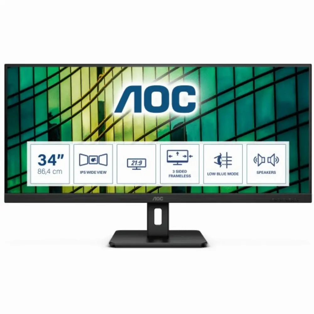 AOC E2 Q34E2A, 86,4 cm (34 Zoll), 2560 x 1080 Pixel, Full HD+, LED, 4 ms, Schwarz